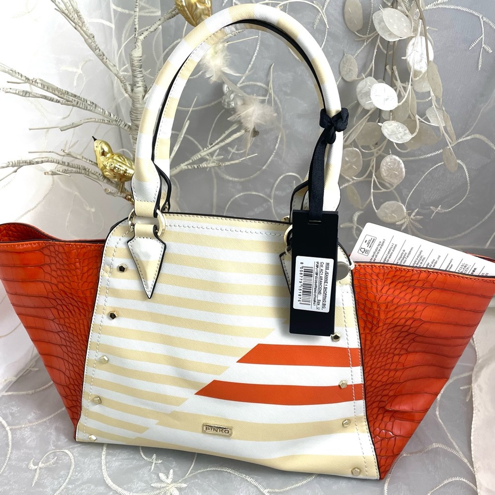 GORGEOUS PINKO orange multi TOTE BAG - Picture 4 of 8